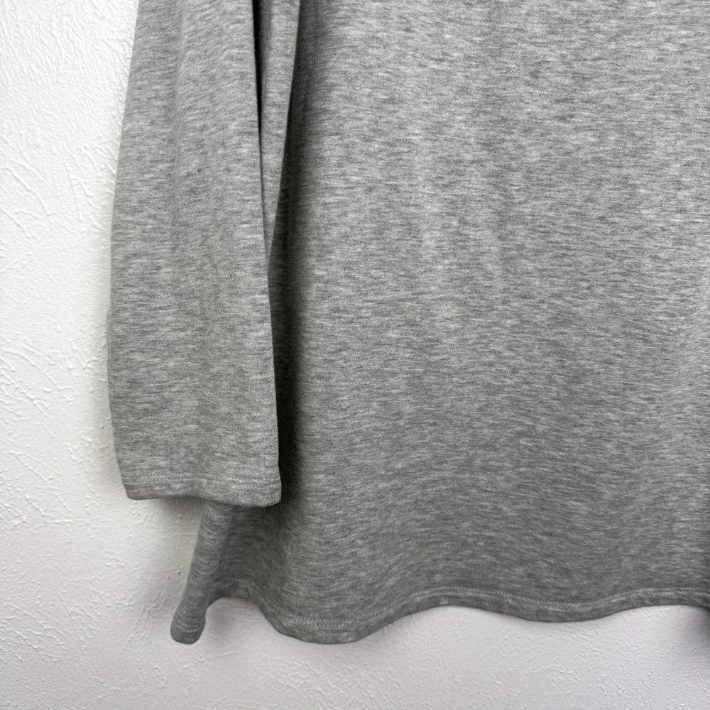 Eileen Fisher Cozy Brushed Terry Fleece Hug Funnel Neck Long Top Grey XS - Picture 4 of 9